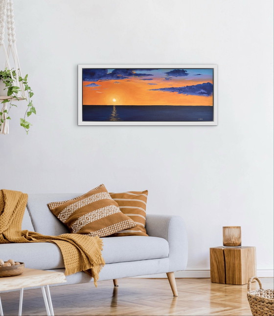 Amber Horizon - Original panoramic acrylic painting on canvas 40 x 100 cm – Paintings & Drawings, Cotton (photo 12 of 12)