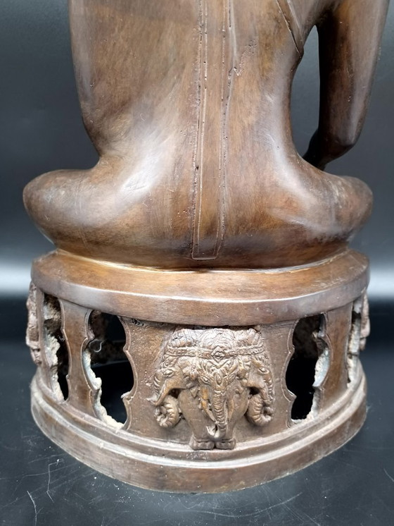 Image 1 of Grande statue bouddha assis en bronze