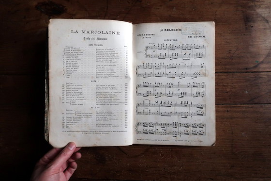 Image 1 of Antike französische Opernpartitur „La Marjolaine“ von Charles Lecocq, Ende des 19. Jahrhunderts – 2C49