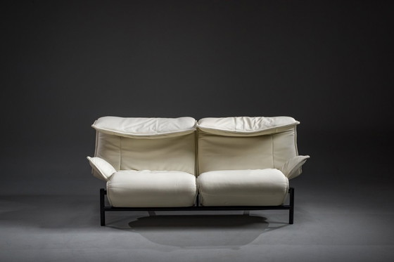 Image 1 of Vintage Cassina Veranda Reclining Sofa in Cream Leather, 1980s