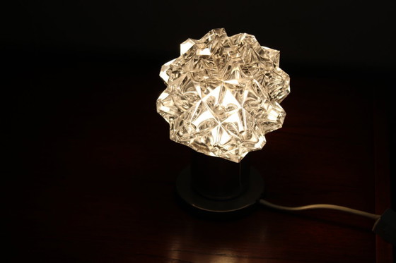 Image 1 of Mid Century Czech Crystal Glass Table Lamp, 1970s Chrome Base