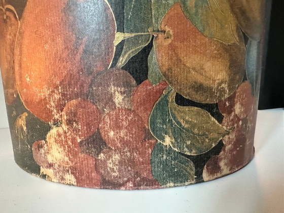 Image 1 of Vintage Hatbox with Fruit Pattern