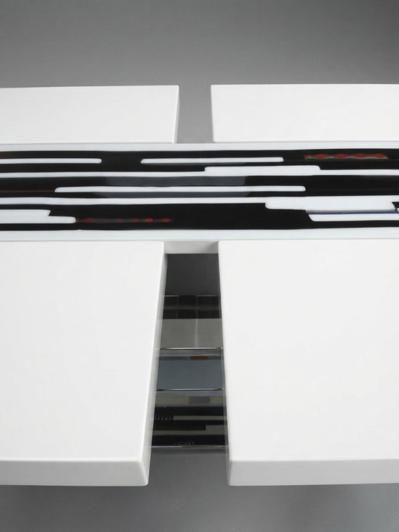 Postmodern Coffee Table by Compar, Venice – Genuine Murano Glass Inlay – Wood (photo 6 of 8)