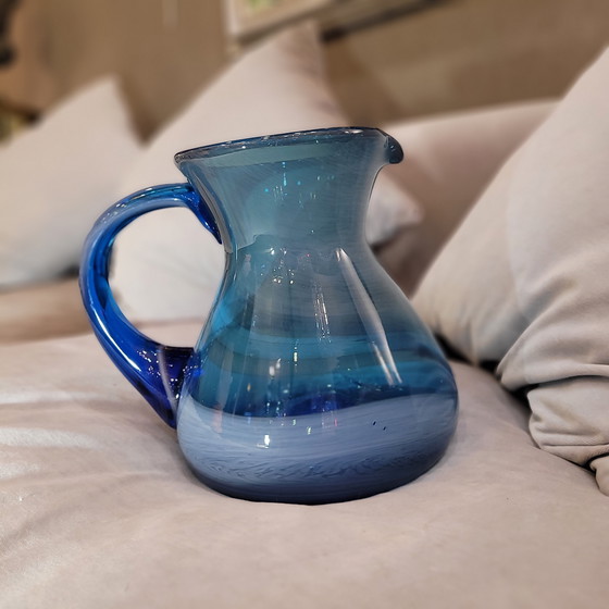 Image 1 of Jarra cristal soplado azul, 50’s - Italia