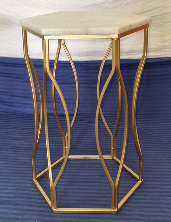 Set Tavolini in Marmo di Lusso (Oro/Esagonale) – Ottime Condizioni – Baxton studio, Marble, Metal (photo 8 of 13)