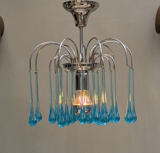 Murano Lighting Paolo Venini 60's, Chrome, Murano Glass, Blue (photo 4 of 6)