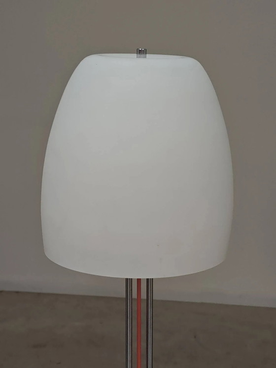 Lampadaire en métal chromé opaline triplex Lidokov ex Tchécoslovaquie – Cast Iron, Mid Century Modern (photo 4 of 21)