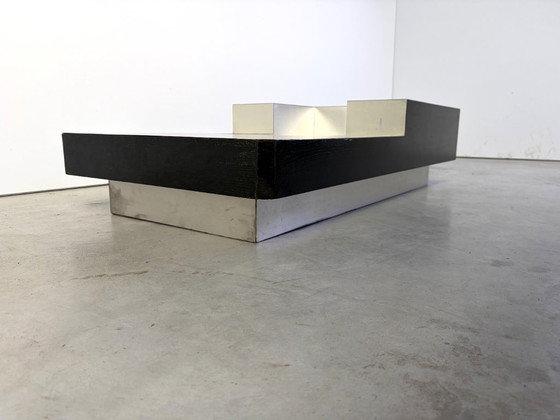 Vintage coffee table by Willy Rizzo, 1970s – Wood, Aluminium (photo 6 of 11)
