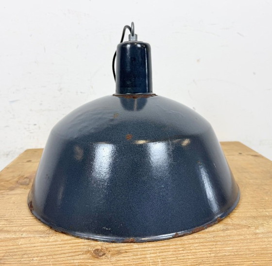 Image 1 of Lampada a sospensione industriale in smalto blu scuro di EMAX, anni '60