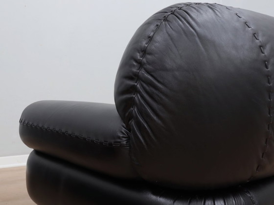 Image 1 of Paar Mobil Girgi Sapporo Sessel, schwarzes Leder, Italien, 1970er Jahre