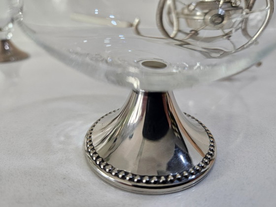 Image 1 of Chariot chauffe-cognac avec verres plaqués argent