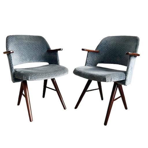 Set di sedie vintage FT30 di metà secolo, poltrone Pastoe grigio-blu anni '60
