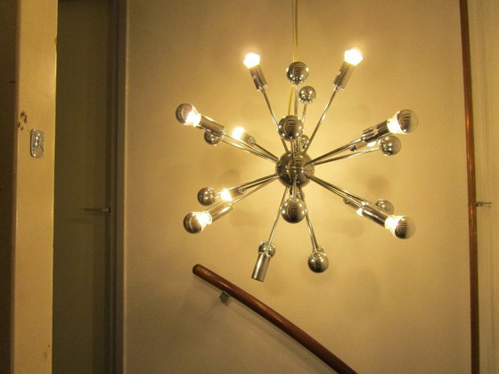 Image 1 of Sputniklamp Spoetniklamp Vintage Space Age 12 reflector lampjes.