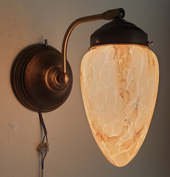 Image 1 of Art-Deco-Wandleuchte aus Opalglas