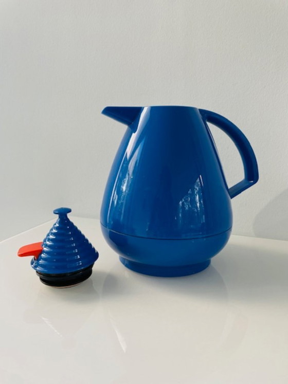 Image 1 of Bouteille isotherme vintage Leifheit Vivatherm bleue Memphis