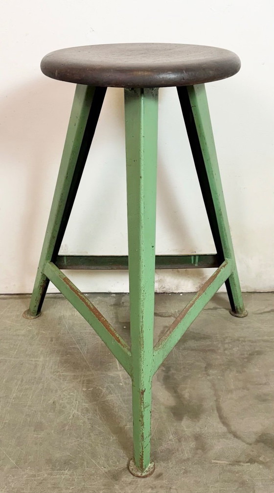Image 1 of Taburete de taller industrial verde, años 60