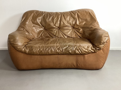 2 zits cognac lederen bank italiaans jaren,70