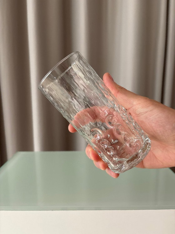 Set of 6 textured glass tumblers, Glass & Decanter, Transparent, Vintage (photo 5 of 8)