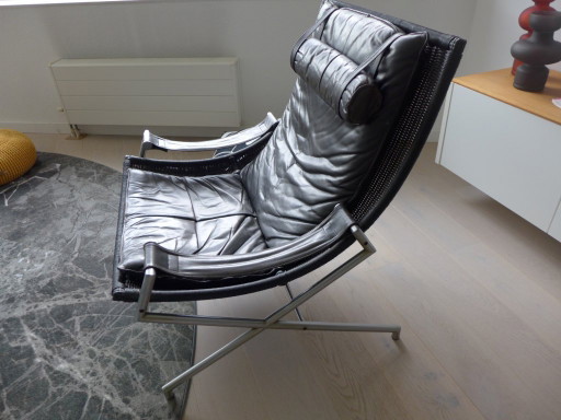 Fauteuil lounge vintage Gerard Van Den Berg noir – Leather