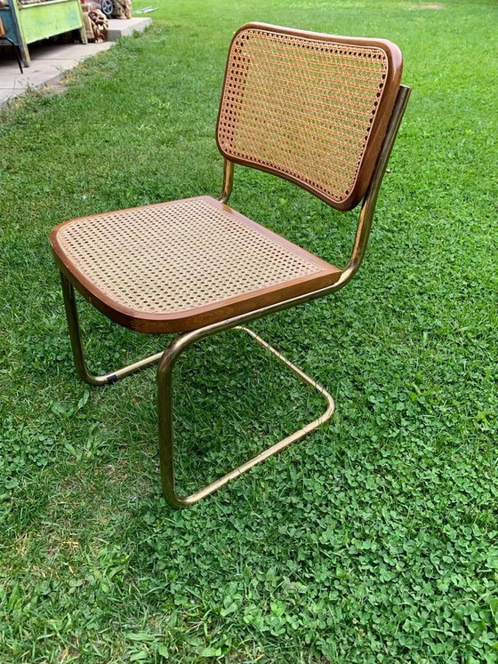 1/8, Mid-Century Modern Italian Marcel Breuer B32 Cesca Chair, 70s – Adjustable recliner chair, Metal, Brass (photo 4 of 6)