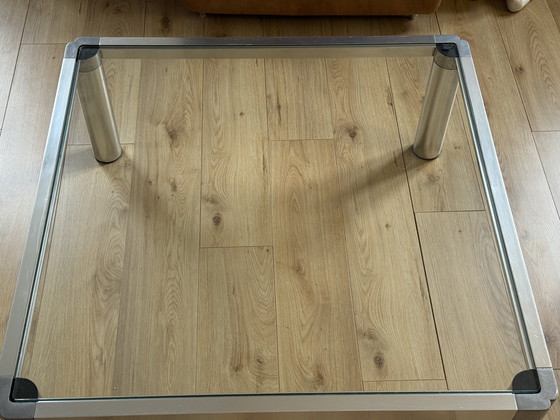 Image 1 of Table basse en aluminium style Metaform | Design moderne néerlandais | 100×100 cm | Années 1970
