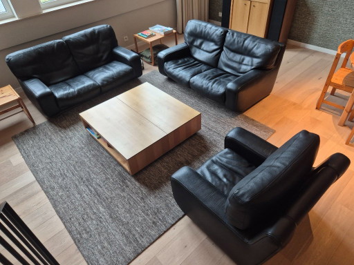 Modern Black Sofa Set Made of Solid Buffalo Leather – banken