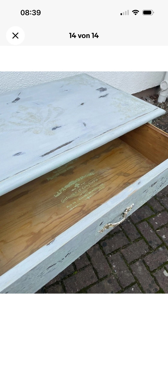 Shabby-Chic Chest of Drawers Mint Green, French Vintage Style, Unique Piece, Wood (photo 6 of 7)