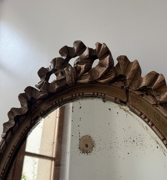 Image 1 of Antique Louis XVI Oval Knot Mirror