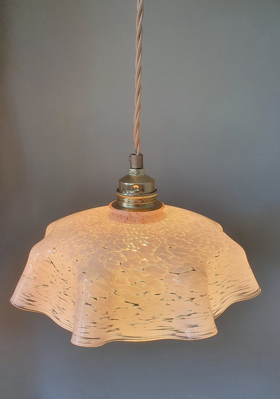 Image 1 of Lampada a sospensione vintage in vetro Clichy, anni '30, lampada da soffitto Art Déco