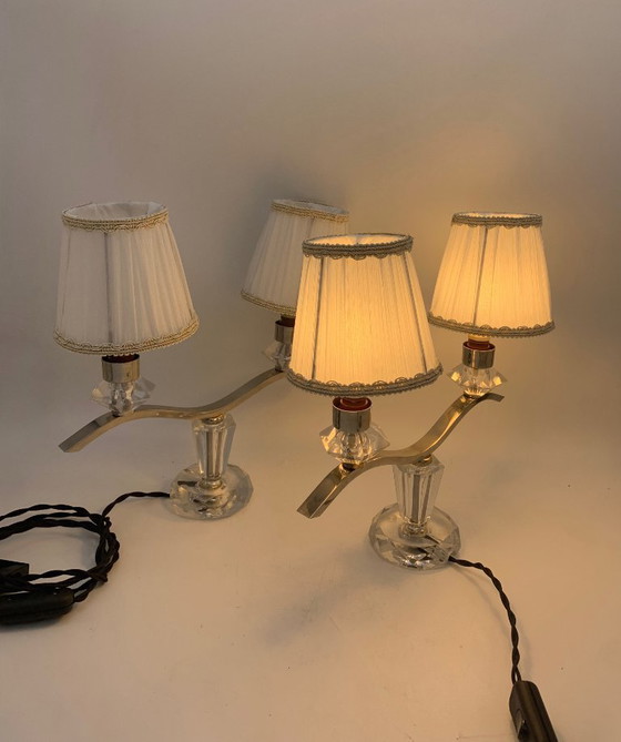 Image 1 of Pair of Murano glass table lamps from the 1930s