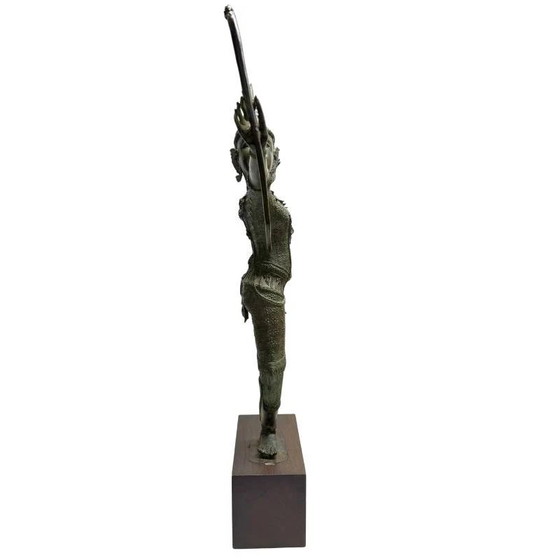 Antiek bronzen Rama beeld uit Thailand – krachtige hofstijl met beweging – lot 464 – Beeldhouwkunst, Wood (photo 3 of 25)