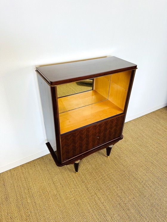 Image 1 of Art Deco vitrinekast van Macassar ebbenhout, 1950