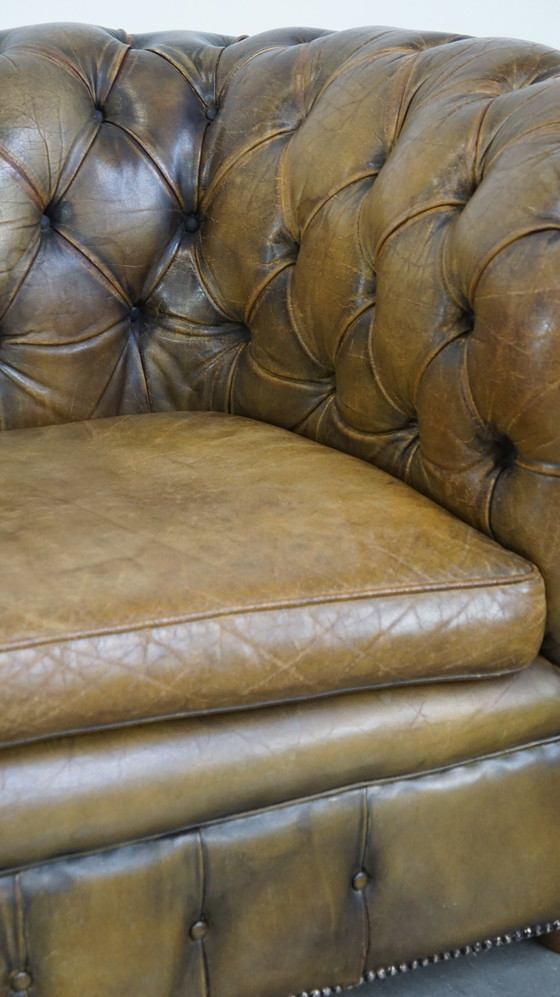 Image 1 of Beef Leather Chesterfield Sofa