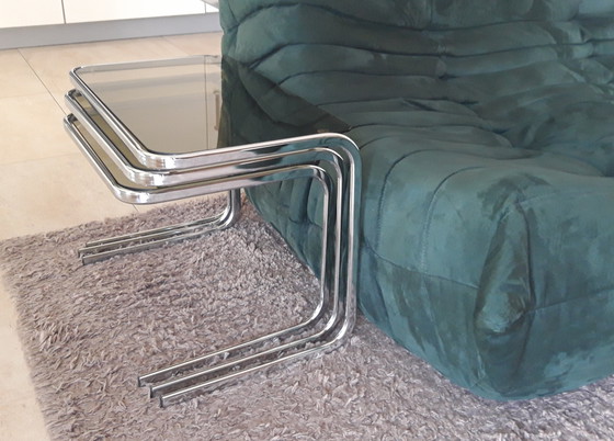 Image 1 of Milo Baughman Style Nesting Tables, 1970