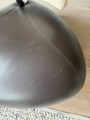 2x Pallone cuir marron et alcantara crème