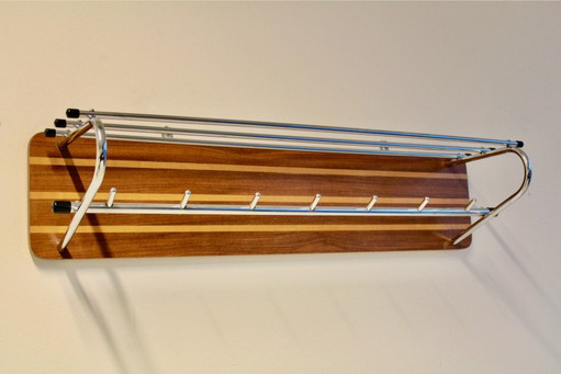 Houten en Chromen Nederlandse Wandkapstok