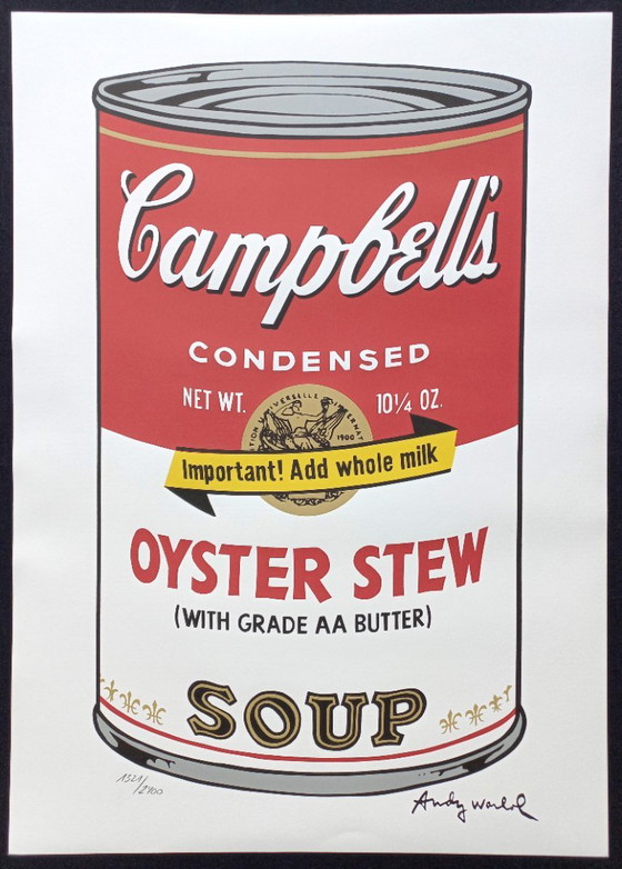 Andy Warhol - Campell’s Oyster Stew, Genummerde Drukgesigneerde Litho – Litho's & Zeefdrukken, Paper (photo 2 of 6)