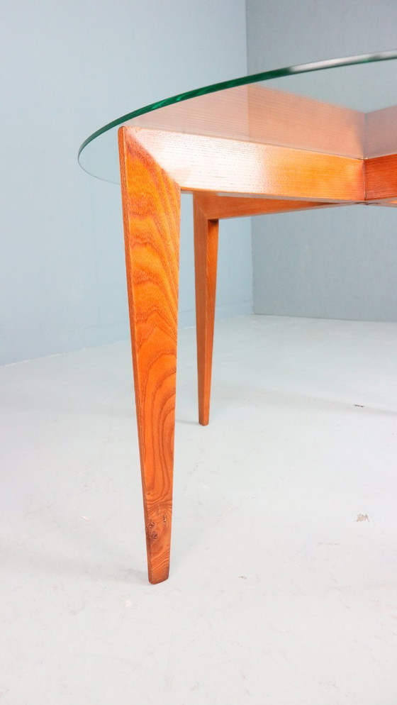 Image 1 of Table basse Gio Ponti pour Isa Bergamo en chêne avec plateau rond en cristal, 1957