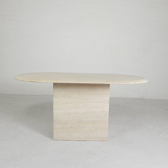 Image 1 of Mid-Century travertine coffee table with oval top, 1970s