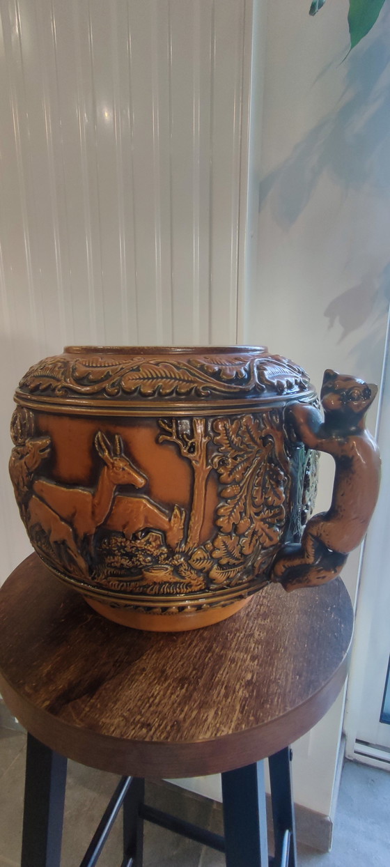 Image 1 of Pot en grès ancien West Germany Original Gerzit Gerz". Scènes de chasse .