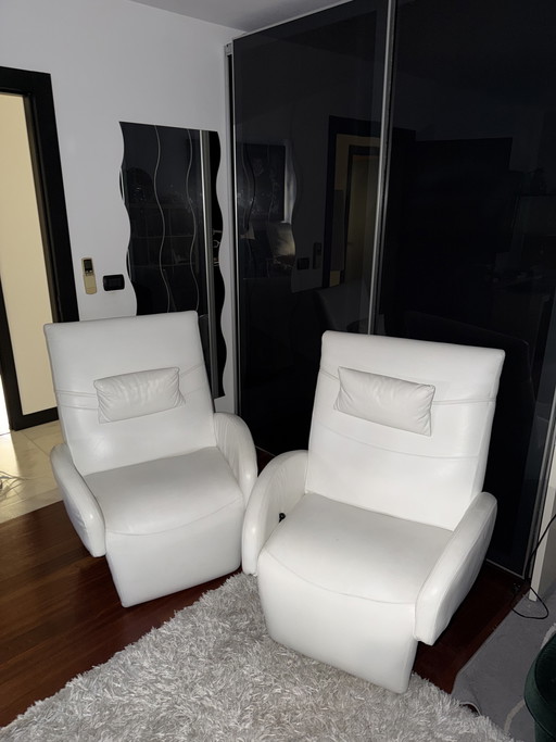 Vintage-Fauteuils aus weißem Leder