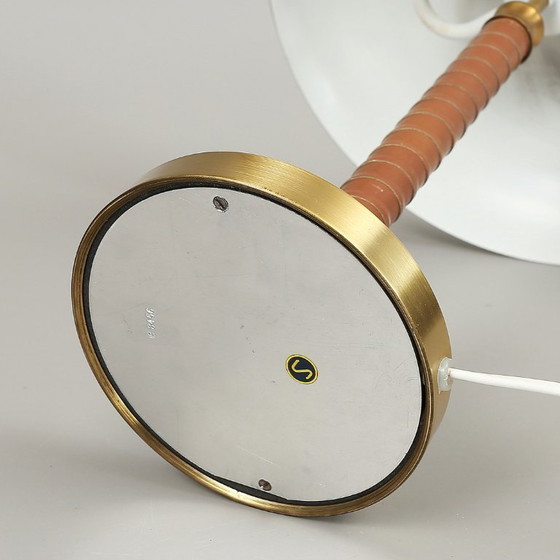 Image 1 of Boréns Borås B8456 – Brass and leather table lamp – Scandinavian design – Sweden, 1950s