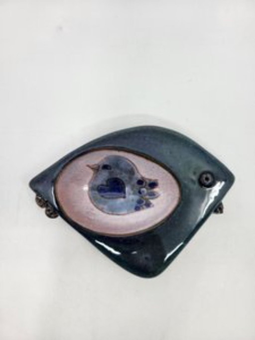 Bandeja de baratijas con decoración de pájaros de Robert & Jean Cloutier, Francia, 1950