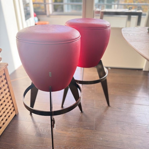 Sgabelli da bar Johanson Design, pelle rossa