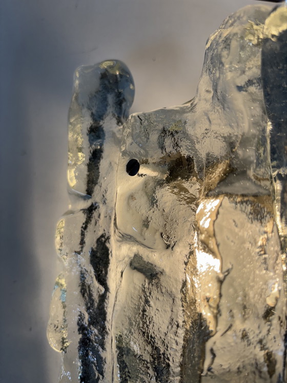 Image 1 of Lampe à baguette ijsglas, sur porte double J.T. Kalmar à Oostenrijk, jaren 60 sur 70.