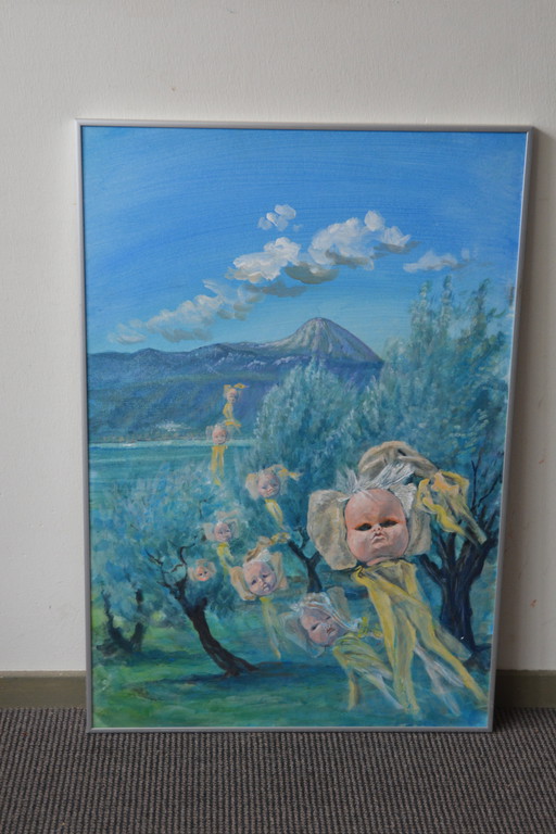 Acrylic paint painting .  Baby Faces