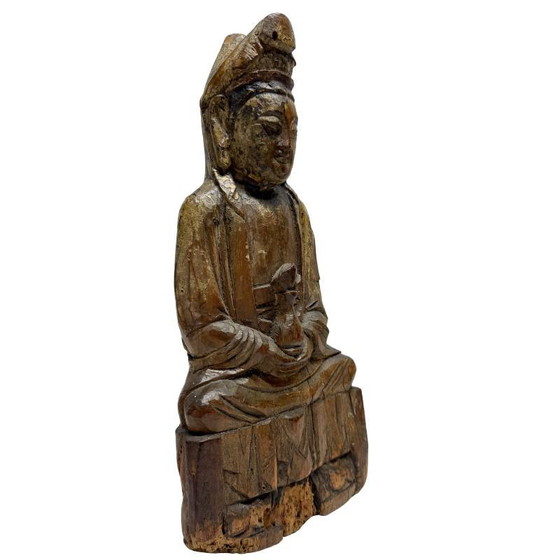 Antique wooden Kwanyin statue with ritual opening – Sculpture (photo 2 of 10)