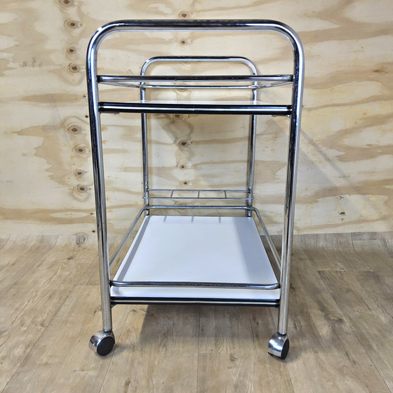 Image 1 of Carrello di servizio vintage / carrello bar / carrello bevande / carrello cromato / formica (anni '80 / '80)
