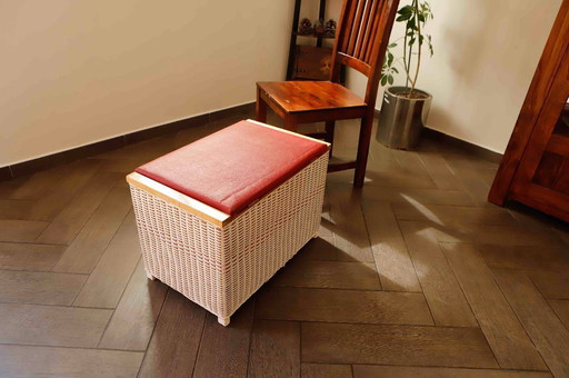 Retro Rattan Chest for Seating and Storage 