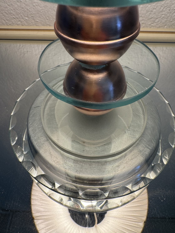 Image 1 of Kleine Art Deco glazen en koperen Bauhaus lamp